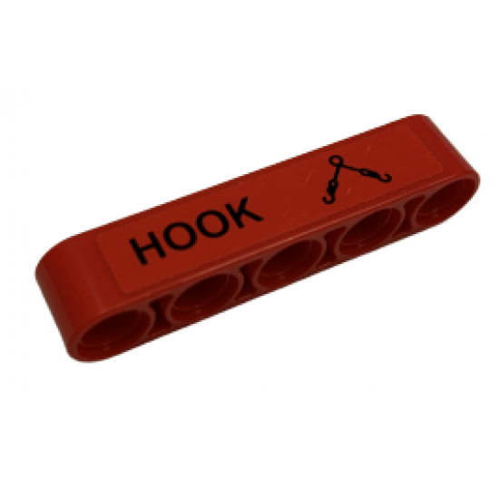 Technic, Liftarm 1 x 5 Thick with Lifting Hook and 'HOOK' Pattern (Sticker) - Set 9396