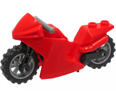 Riding Cycle Motorcycle Sport Bike with Black Frame, Flat Silver Wheels and Dark Bluish Gray Handlebars