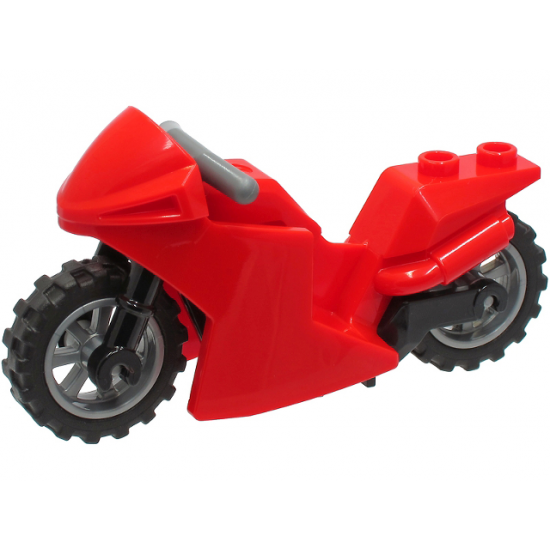 Riding Cycle Motorcycle Sport Bike with Black Frame, Flat Silver Wheels and Dark Bluish Gray Handlebars