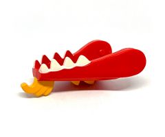 Animal, Body Part Dragon Head (Ninjago) Lower Jaw with White Teeth and Bright Light Orange Beard and Spines Pattern