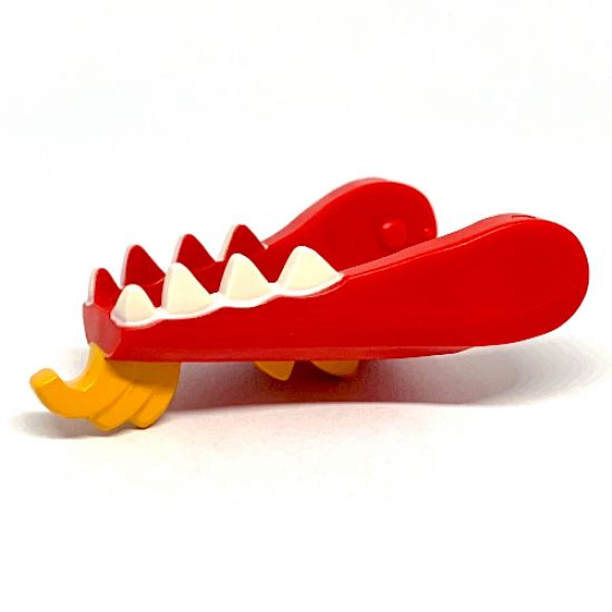 Animal, Body Part Dragon Head (Ninjago) Lower Jaw with White Teeth and Bright Light Orange Beard and Spines Pattern