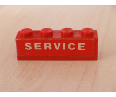 Brick 1 x 4 with White 'SERVICE' Text on Red Background Pattern (Sticker) - Set 646