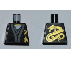 Torso Ninjago Gold Asian Characters Front and Dragon Back Pattern
