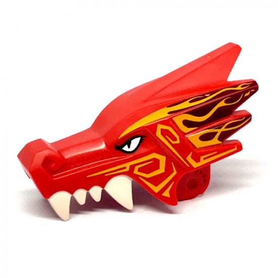 Animal, Body Part Dragon Head (Ninjago) Upper Jaw with Four White Teeth per Side with Bright Light Orange and Dark Red Markings Pattern