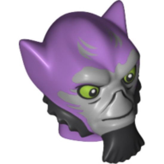 Minifigure, Head, Modified SW Lasat with Light Bluish Gray Face, Black Beard and Sideburns Pattern (Zeb Orrelios)