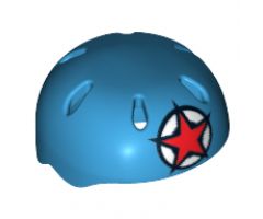 Minifigure, Headgear Helmet Sports with Vent Holes with Red Star Pattern