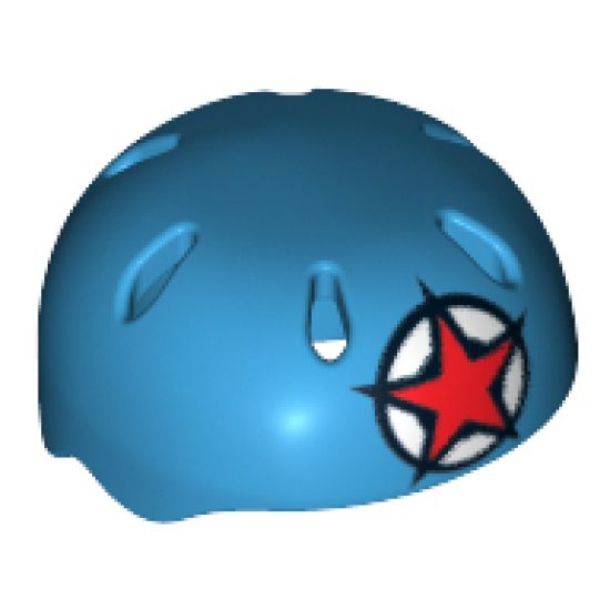 Minifigure, Headgear Helmet Sports with Vent Holes with Red Star Pattern
