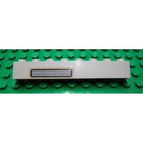 Brick 1 x 8 with Light Gray / Black Grille Pattern on Left Side (Sticker) - Set 5571