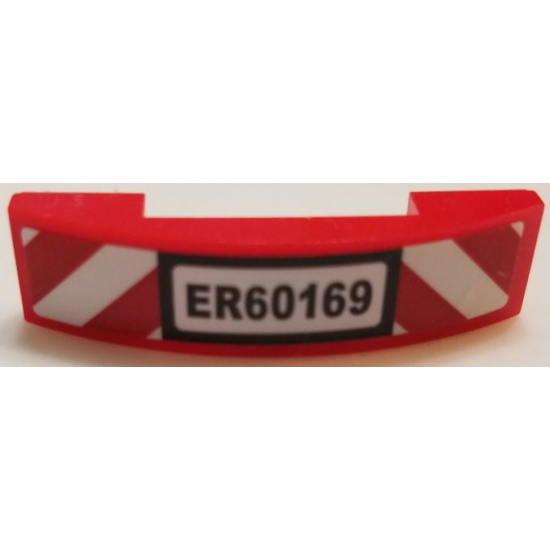 Slope, Curved 4 x 1 Double with 'ER60169' License Plate and Red and White Danger Stripes Pattern (Sticker) - Set 60169
