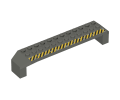 Arch 2 x 14 x 2 1/3 with Black and Yellow Danger Stripes on Top Pattern