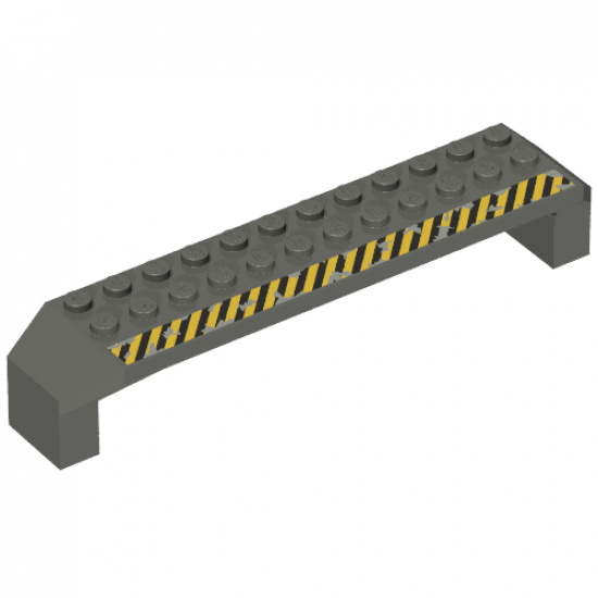 Arch 2 x 14 x 2 1/3 with Black and Yellow Danger Stripes on Top Pattern