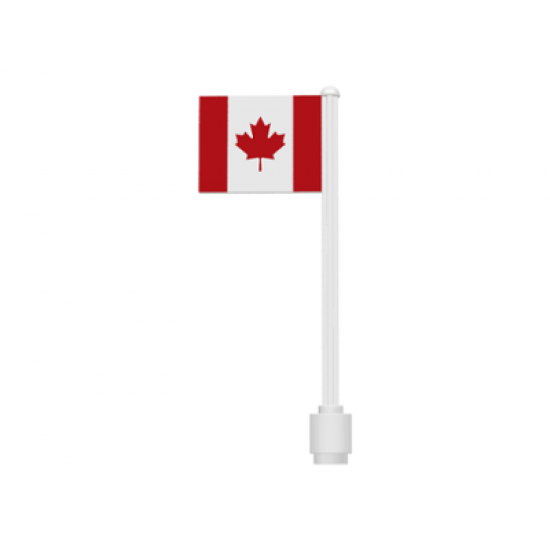 Flag on Flagpole, Straight with Canada Pattern (Sticker)