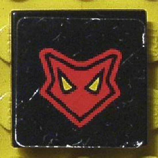 Tile 2 x 2 with Red Mask on Black Background Pattern (Sticker) - Set 8226