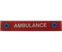 Tile 1 x 6 with White 'AMBULANCE' and Two Blue EMT Star of Life Logos on Red Background Pattern (Sticker) - Set 60179