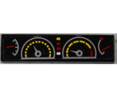 Tile 1 x 4 with Fuel, Temperature, Speed and RPM Gauges Pattern (Sticker) - Set 8458