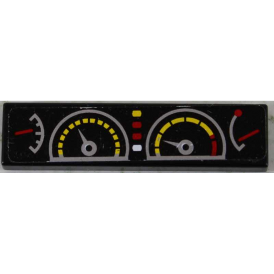 Tile 1 x 4 with Fuel, Temperature, Speed and RPM Gauges Pattern (Sticker) - Set 8458