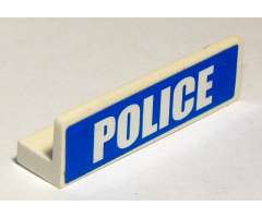 Panel 1 x 4 x 1 with White 'POLICE' Bold Narrow Font Large on Blue Background Pattern (Sticker) - Sets 3648 / 3661 / 7498 / 7744