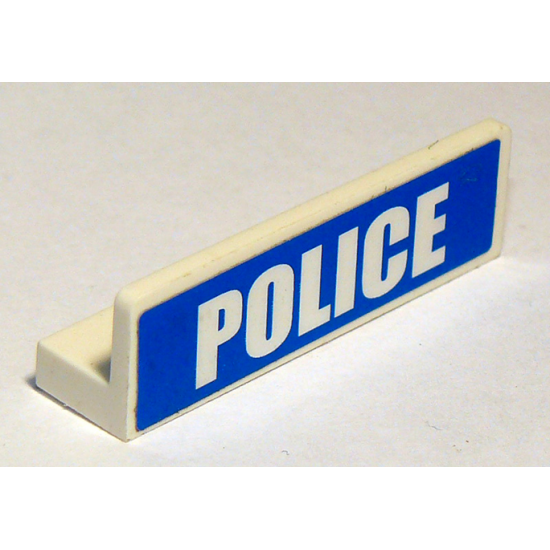 Panel 1 x 4 x 1 with White 'POLICE' Bold Narrow Font Large on Blue Background Pattern (Sticker) - Sets 3648 / 3661 / 7498 / 7744