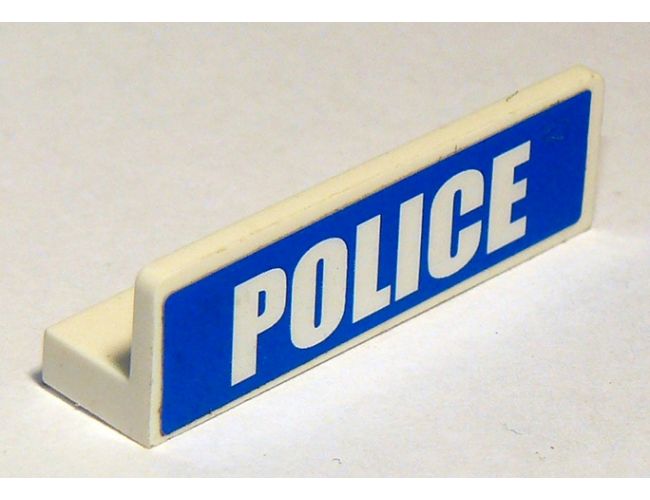 Panel 1 x 4 x 1 with White 'POLICE' Bold Narrow Font Large on Blue Background Pattern (Sticker) - Sets 3648 / 3661 / 7498 / 7744