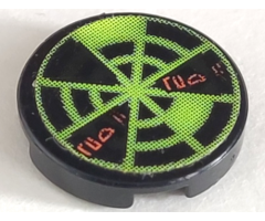 Tile, Round 2 x 2 with Neon Green Radar Type 7 Pattern (Sticker) - Set 7692