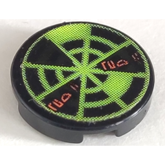 Tile, Round 2 x 2 with Neon Green Radar Type 7 Pattern (Sticker) - Set 7692