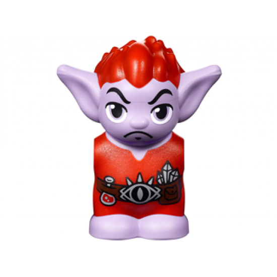 Body / Head Goblin with Pointed Ears and Red Spiked Hair and Tunic with Utility Belt with Goblin Eye Buckle, Crystals and Vial Pattern