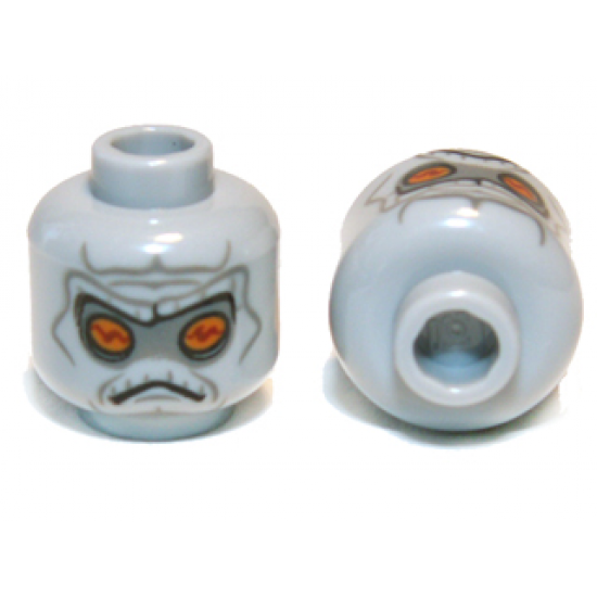 Minifigure, Head Alien with SW Neimoidian Gray Facial Lines Pattern - Hollow Stud