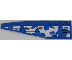 Wedge 12 x 3 Left with Silver Vents and 'CAUTION' on Blue and White Camouflage Pattern (Sticker) - Set 8118