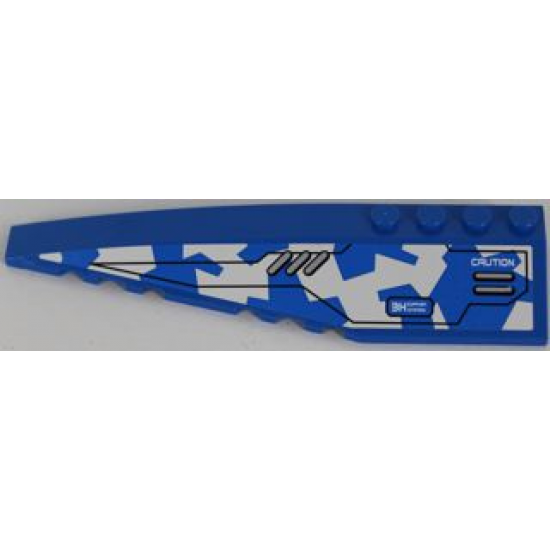 Wedge 12 x 3 Left with Silver Vents and 'CAUTION' on Blue and White Camouflage Pattern (Sticker) - Set 8118