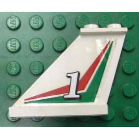 Tail 4 x 1 x 3 with White Number 1 on Red and Green Chevrons Pattern on Left Side (Sticker) - Set 6543