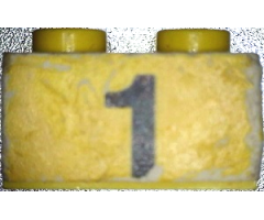 Brick 1 x 2 with Black '1' on Yellow Background Pattern (Sticker) - Set 374-1