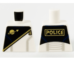 Torso Space Futuron Black Pattern, Gold Zipper and Classic Logo, 'POLICE' on Back