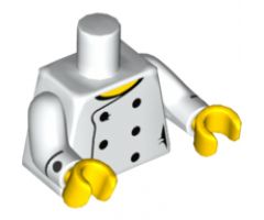 Torso Female Chef with 6 Black Buttons and Yellow Neck Pattern / White Arms with Black Cuffs and Buttons Pattern / Yellow Hands
