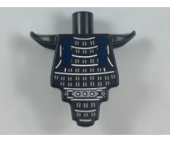 Torso, Modified Short with Smooth Armor Breastplate with Shoulder Pads and Silver Armor and Dark Blue Tassels Pattern