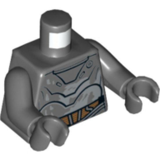 Torso SW RA-7 with Peeling Paint Pattern / Dark Bluish Gray Arms / Dark Bluish Gray Hands