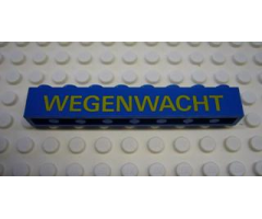 Brick 1 x 8 with Yellow 'WEGENWACHT' Pattern (Sticker) - Set 1590-2