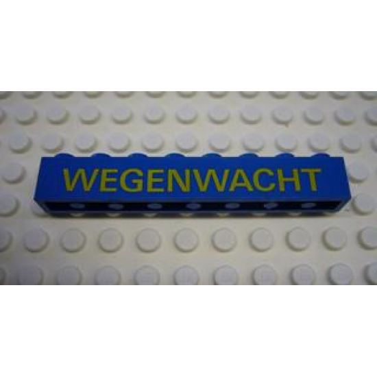 Brick 1 x 8 with Yellow 'WEGENWACHT' Pattern (Sticker) - Set 1590-2