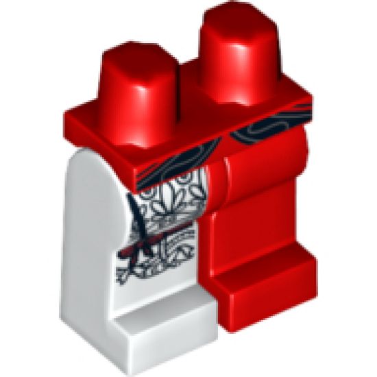 Hips and 1 Red Left Leg, 1 White Right Leg with Black Lace and Red Garter Pattern (Red Harrington)