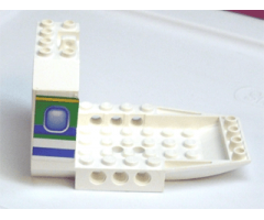 Aircraft Fuselage Forward Bottom Angular 6 x 10 x 5 (Cockpit) with Blue and Green Window Pattern on Both Sides (Stickers) - Set 4620
