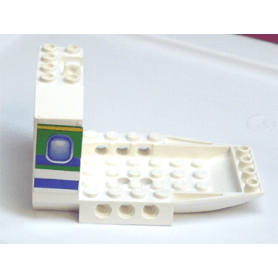 Aircraft Fuselage Forward Bottom Angular 6 x 10 x 5 (Cockpit) with Blue and Green Window Pattern on Both Sides (Stickers) - Set 4620