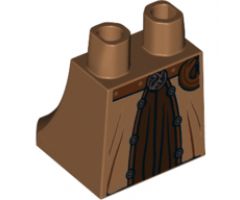 Lower Body, Skirt with Robe over Dark Brown Dress, Reddish Brown Belt and Pouch, Copper Trim Pattern