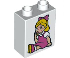 Duplo, Brick 1 x 2 x 2 with Girl with Spots and No Spots on Face Pattern