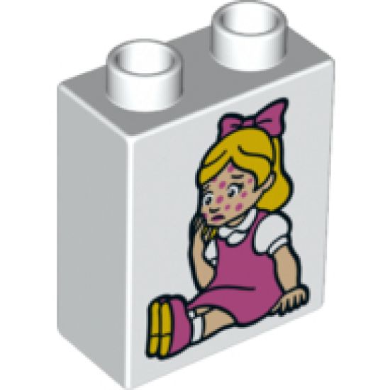 Duplo, Brick 1 x 2 x 2 with Girl with Spots and No Spots on Face Pattern