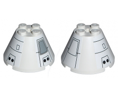 Cone 4 x 4 x 2 with Axle Hole and Black Mechanical Pattern (Stickers) - Set 7468