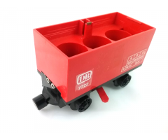 Train Battery Box Car with Three Contact Holes, Red Switch Lever, Black Magnets, and Black Wheels with 'DB 7722' Pattern on Both Sides (Stickers) - Set 7722