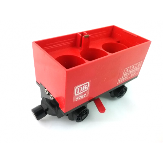 Train Battery Box Car with Three Contact Holes, Red Switch Lever, Black Magnets, and Black Wheels with 'DB 7722' Pattern on Both Sides (Stickers) - Set 7722