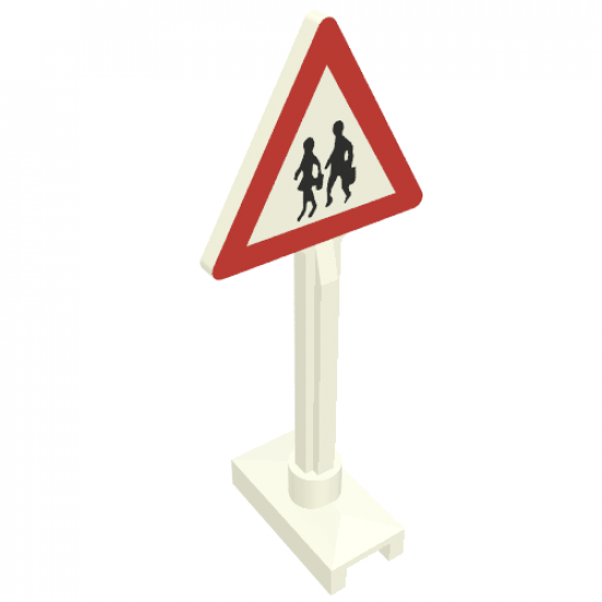 Road Sign Triangle with Pedestrian Crossing 2 People Pattern