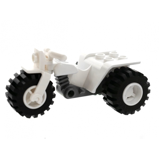Riding Cycle Tricycle with Dark Bluish Gray Chassis & White Wheels