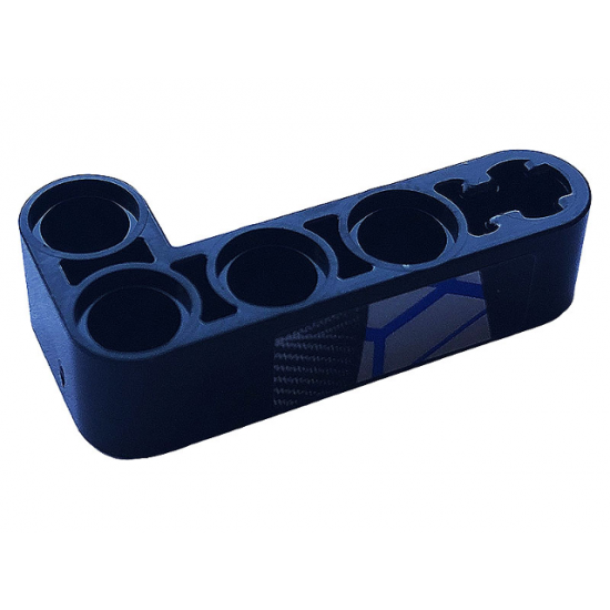 Technic, Liftarm Thick L-Shape 2 x 4 with Carbon Fiber and Blue and Silver Race Pattern Model Left Side (Sticker) - Set 42123