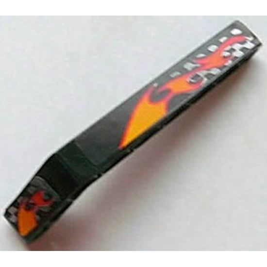 Technic, Liftarm 1 x 9 Bent (7 - 3) Thick with Flames and Checkered Pattern Right (Stickers) - Set 8645